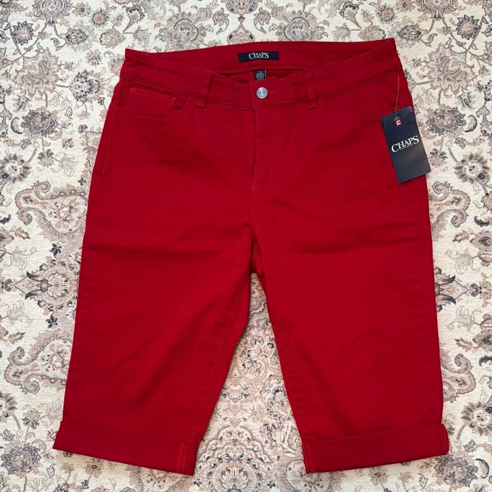 Chaps Vibrant Red Knee-Length Shorts